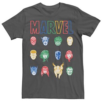 Men's Marvel Primary Faces Alt Retro Comic Tee