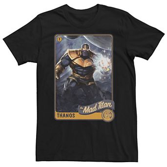 Men's Marvel Avengers Thanos The Mad Titan Trading Card Tee