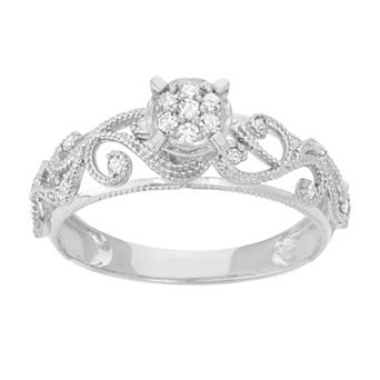 Tiara 10k Gold 1/4 Carat T.W. Diamond Filigree Engagement Ring