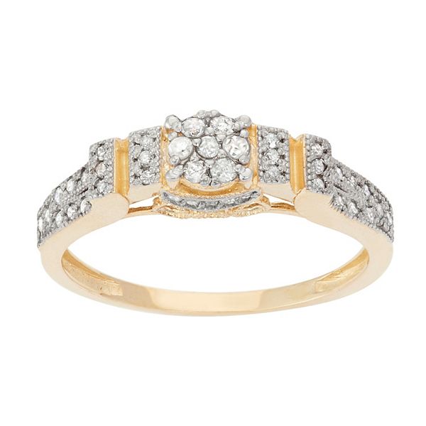 Tiara 10k Gold T.W. 1/3 Carat Diamond Cluster Ring