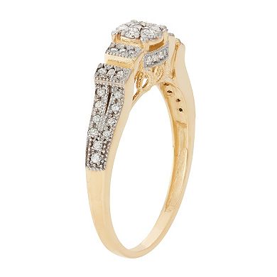 10k Gold T.W. 1/3 Carat Diamond Cluster Ring