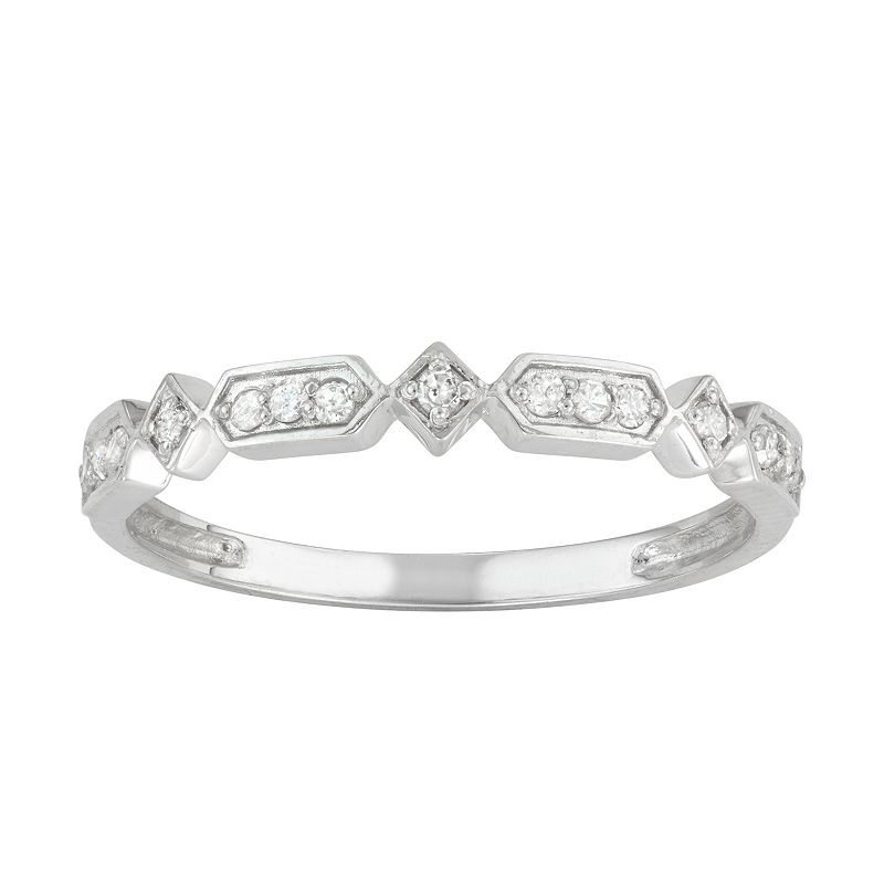 10k White Gold 1/8 Carat T.W. Diamond Ring, Womens, Size: 5