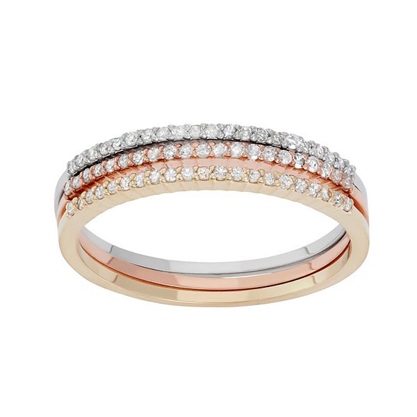 Tiara 10k Gold 1/3 Carat T.W. Diamond Stack Ring Set