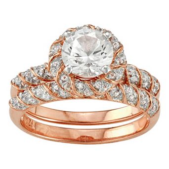 Designs by Gioelli Lab-Created White Sapphire Halo Ring Set