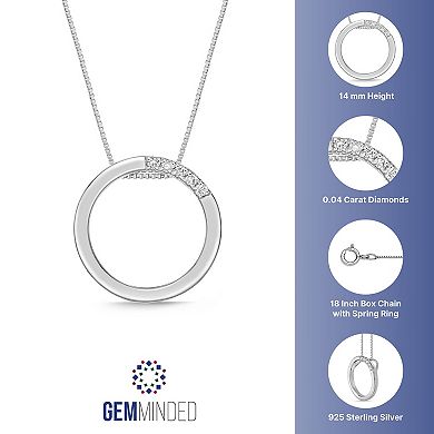 Gemminded Sterling Silver Diamond Accent Circle Pendant Necklace