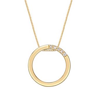 Gemminded Sterling Silver Diamond Accent Circle Pendant Necklace