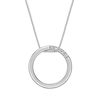 Gemminded Sterling Silver Diamond Accent Circle Pendant Necklace