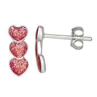 Charming Girl Sterling Silver Triple Heart Earrings