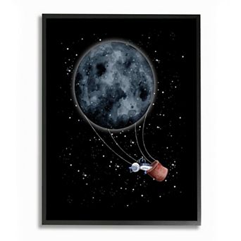 Stupell Home Decor Outer Space Moon Balloon Astronaut Space Traveler Wall Art