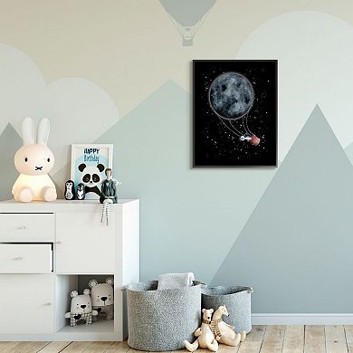 Stupell Home Decor Outer Space Moon Balloon Astronaut Space Traveler Wall Art