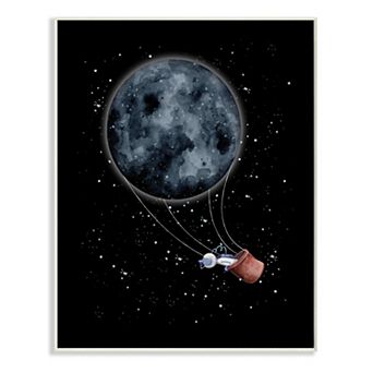 Stupell Home Decor Outer Space Moon Balloon Astronaut Space Traveler Plaque Wall Art