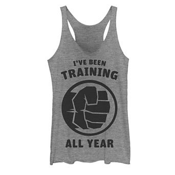 Juniors' Marvel Avengers Hulk I've Been Training All Year Logo Tank Top
