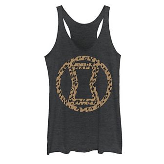Juniors' Marvel Black Widow Leopard Logo Graphic Tank Top