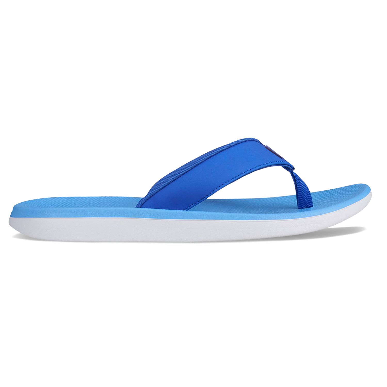 blue and white nike flip flops