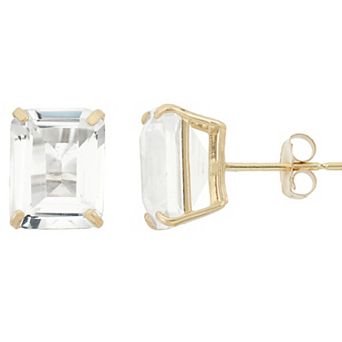Designs by Gioelli 10k Gold Lab-Created White Sapphire Emerald Cut Solitaire Stud Earrings