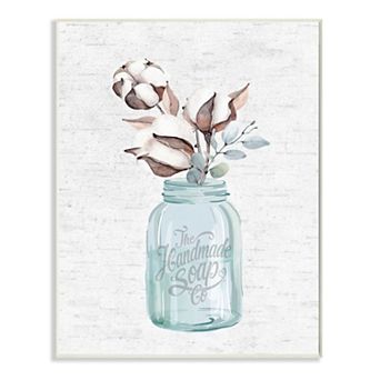 Stupell Home Decor Cotton Flower in Soap Branded Jar Floral Charm Wall Art