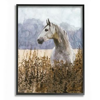 Stupell Home Decor Wild Horse in Tall Grass Side Portrait Watercolor Wall Art