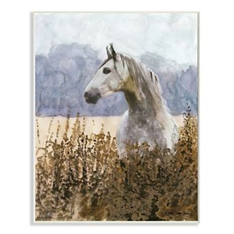 Stupell Home Decor Wild Horse in Tall Grass Side Portrait Watercolor Wall Art
