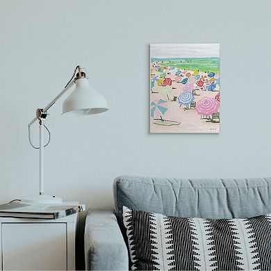 Stupell Home Decor Pastel Umbrella Filled Beach Watercolor Landscape Wall Art