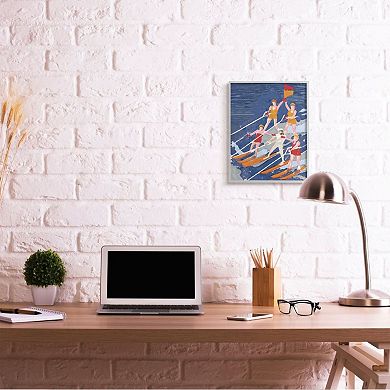 Stupell Home Decor Retro Waterski Team Aerobic Pyramid Watercolor Painting Wall Art
