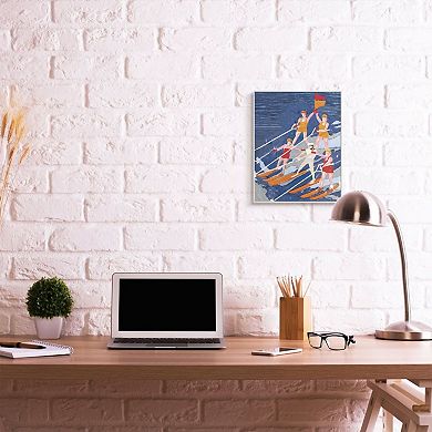 Stupell Home Decor Retro Waterski Team Aerobic Pyramid Watercolor Painting Wall Art