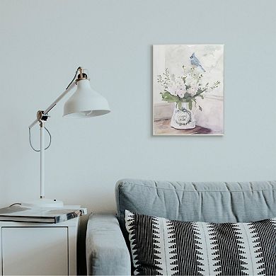 Stupell Home Decor Blue Cardinal on Spring Bouquet Carpe Diem Watercolor Wall Art