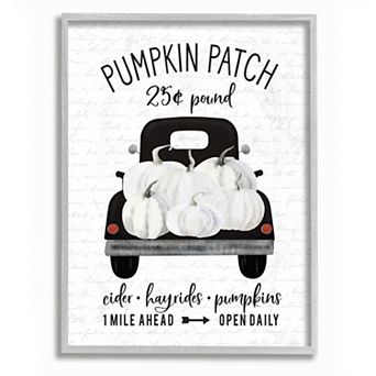 Stupell Home Decor Pumpkin Patch Farm Truck Sign Country Autumn Harvest Wall Art