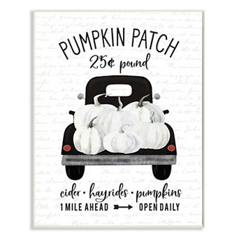 Stupell Home Decor Pumpkin Patch Farm Truck Sign Country Autumn Harvest Plaque Wall Art