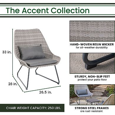 Hanover Accessories Wicker Scoop Chat Patio Chair & End Table 3-piece Set