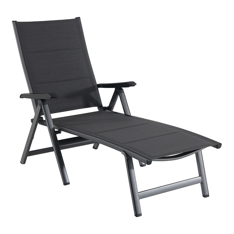 Hanover Accessories Regis Padded Sling Chaise Patio Chair, Grey