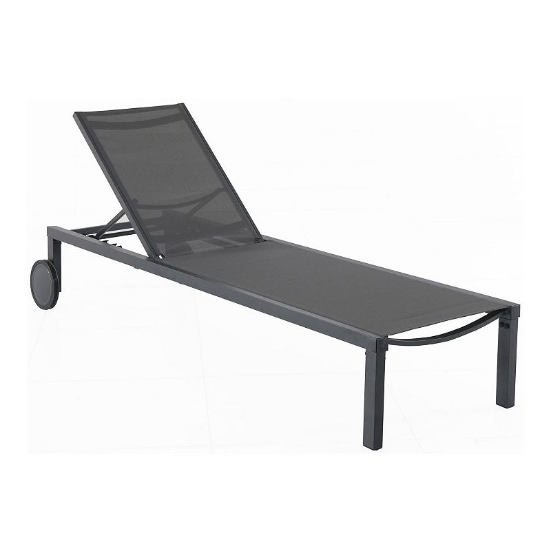 Hanover Accessories Windham Adjustable Sling Chaise Lounge Patio Chair, Gre
