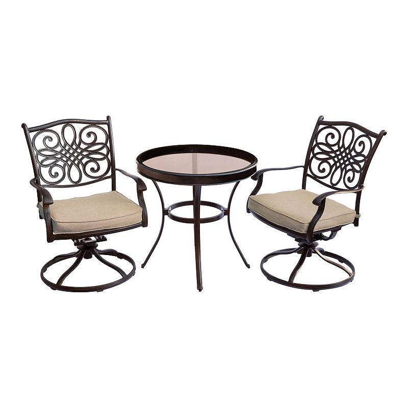 Hanover Accessories Traditions Bistro Table & Swivel Chair 3-piece Set, Bro