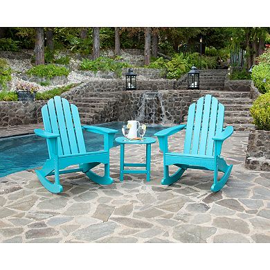 Hanover Accessories All-Weather Rocking Adirondack Patio Chair & End Table 3-piece Set