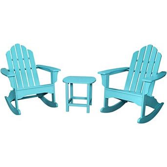 Hanover Accessories All-Weather Rocking Adirondack Patio Chair & End Table 3 pc Set