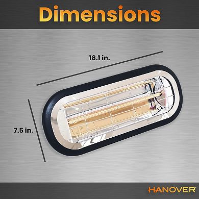 Hanover Accessories Electric Halogen Infrared Heat Lamp for Hanging or Mounting
