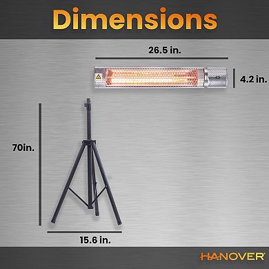 Hanover Accessories Modern Halogen Infrared Electric Tripod Heater & Remote