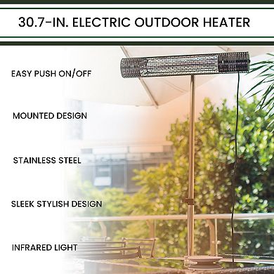 Hanover Accessories 30.7-In. Wide Electric Carbon Infrared Heat Lamp with Remote Control