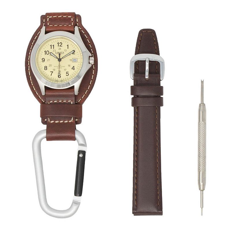 Dakota Leather Hanger Carabiner Clip Watch with Interchangeable Leather Ban
