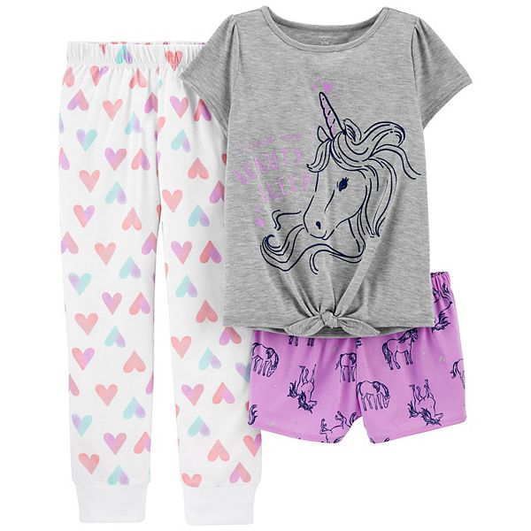 Girls 4-14 Carter's Unicorn Top, Shorts & Pants Pajama Set