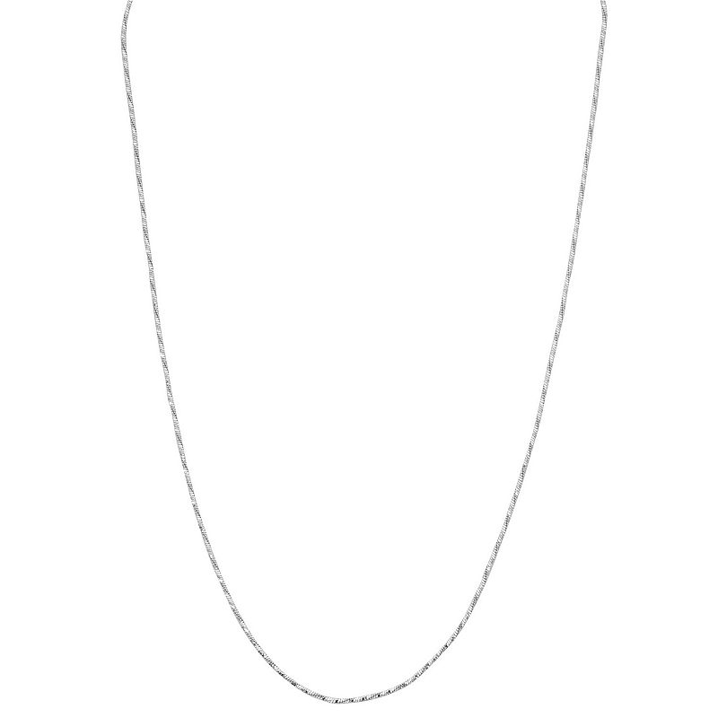 Silver Tone 18 Diamond Cut Snake Chain Necklace, Womens