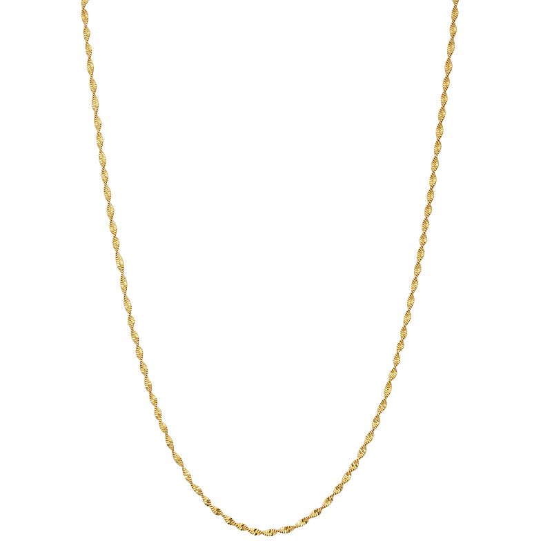 Gold Tone 18 Diamond Cut Twist Chain Necklace, Womens