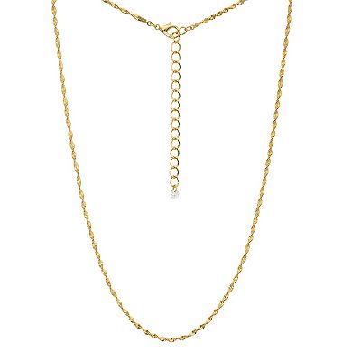 Gold Tone 18" Diamond Cut Twist Chain Necklace