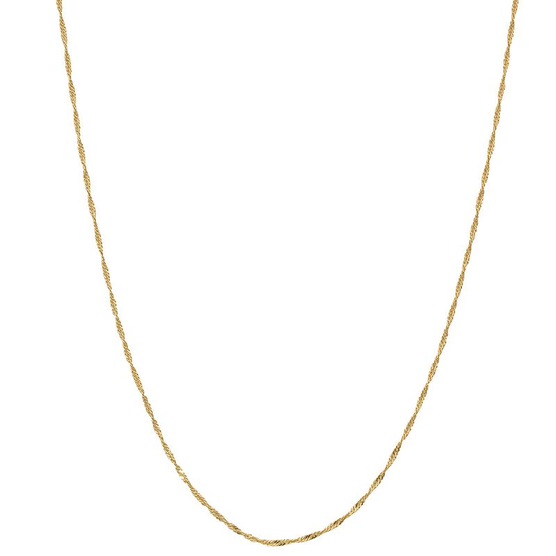 Gold Tone 24 Singapore Chain Necklace, Womens
