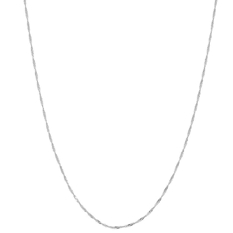 Silver Tone 24 Singapore Chain Necklace, Womens