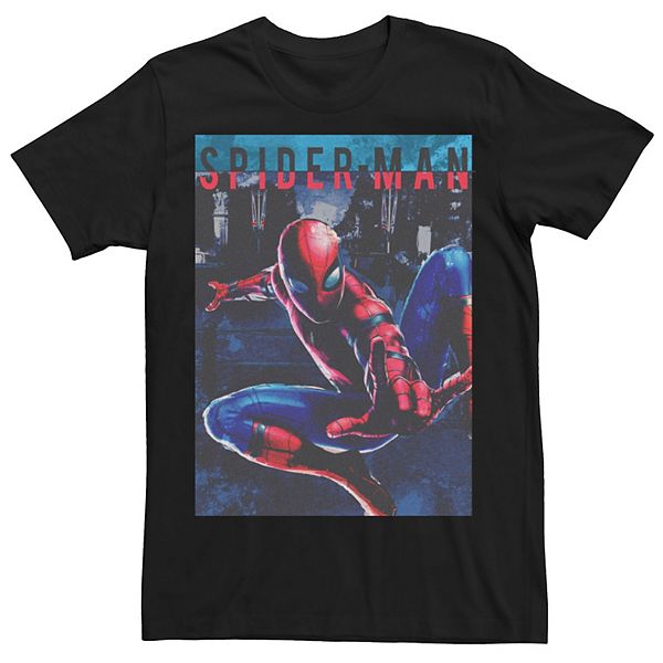 Men's Marvel Spider-Man Swinging City Poster Tee