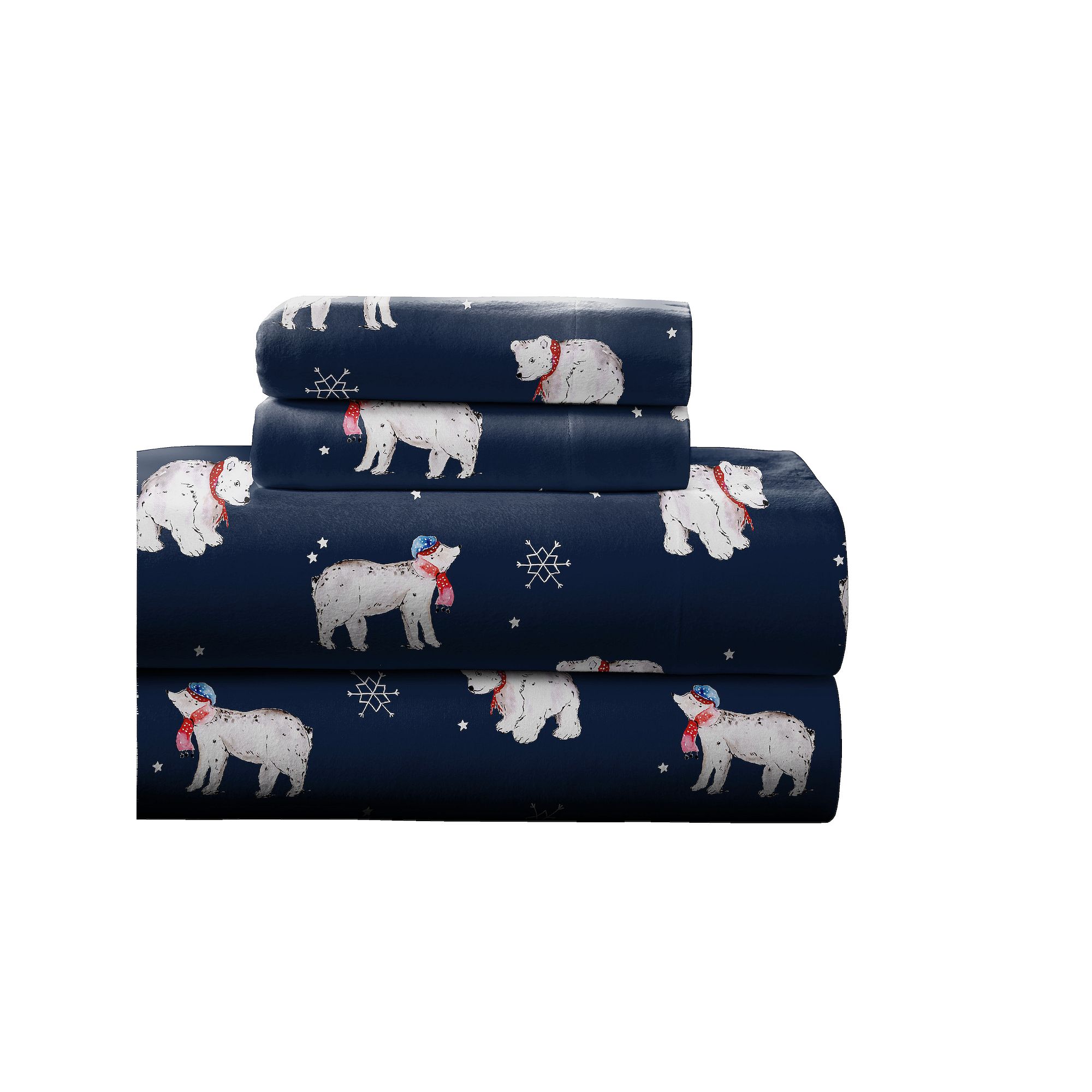 Pointehaven Deep Pocket Flannel Sheet Set, Snow Bear
