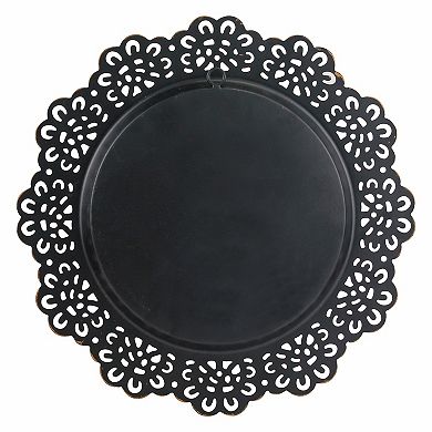Stonebriar Collection Round Black Metal Lace Wall Mirror