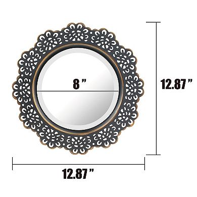 Stonebriar Collection Round Black Metal Lace Wall Mirror