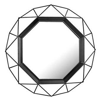 Stonebriar Collection Black Geometric Metal Frame Wall Mirror