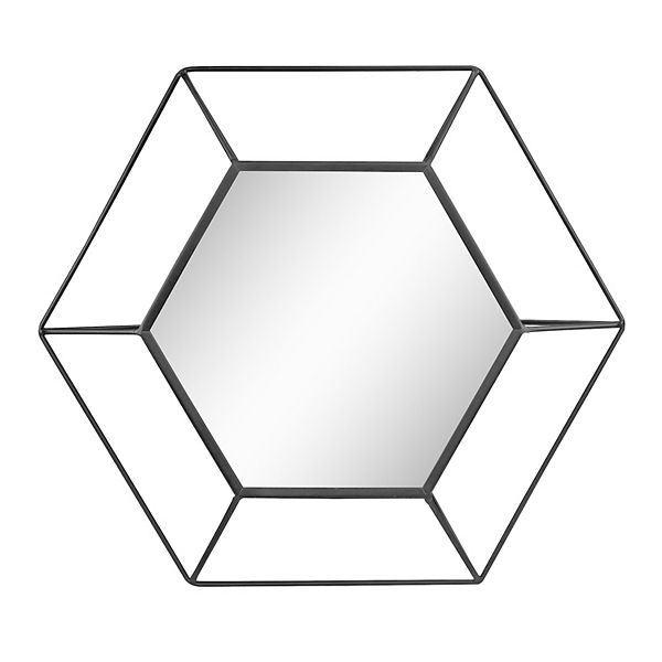 Stonebriar Collection Black Metal Hexagon Frame Wall Mirror